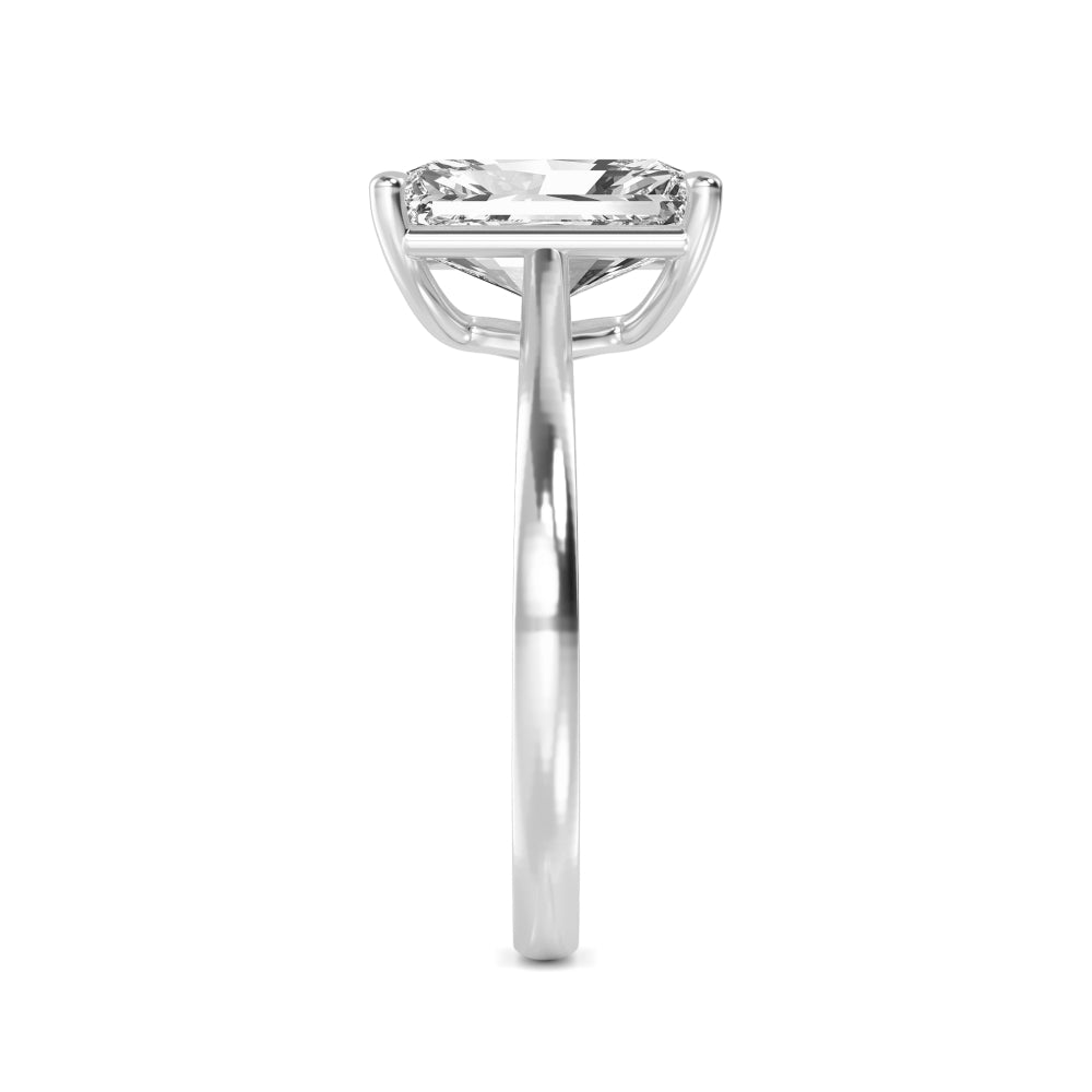 Radiant Solitaire Engagement Ring - white gold - side/angle view