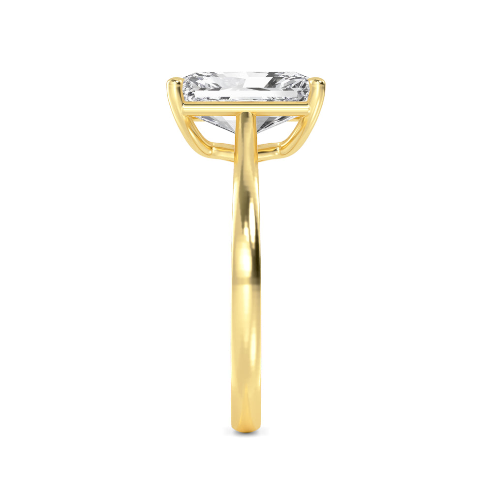 Radiant Solitaire Engagement Ring - yellow gold - side/angle view