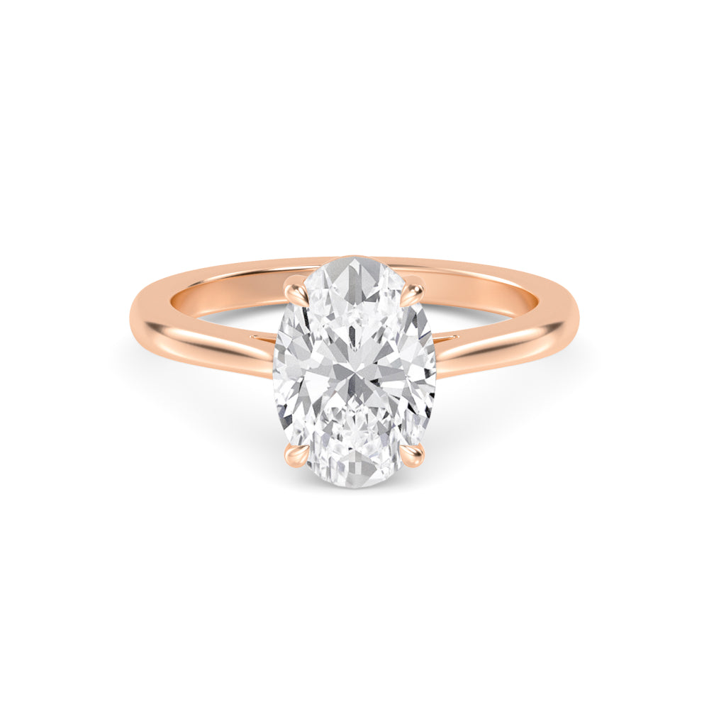 Oval Solitaire Engagement Ring - rose gold - front view