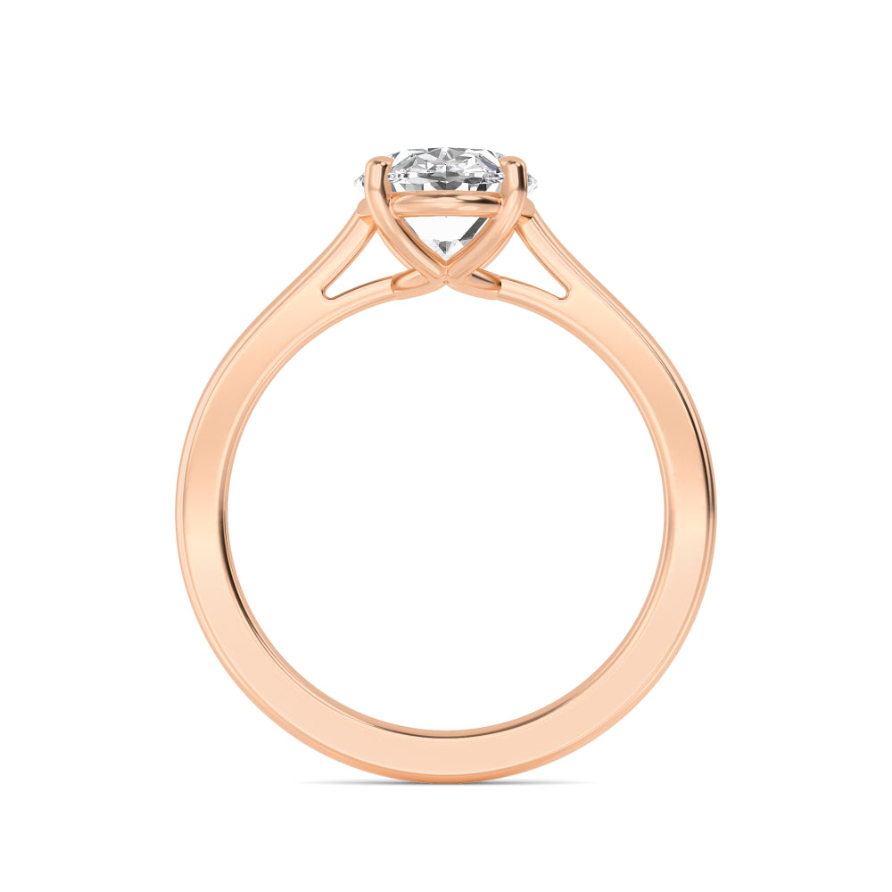 Oval Solitaire Engagement Ring - rose gold - side profile view