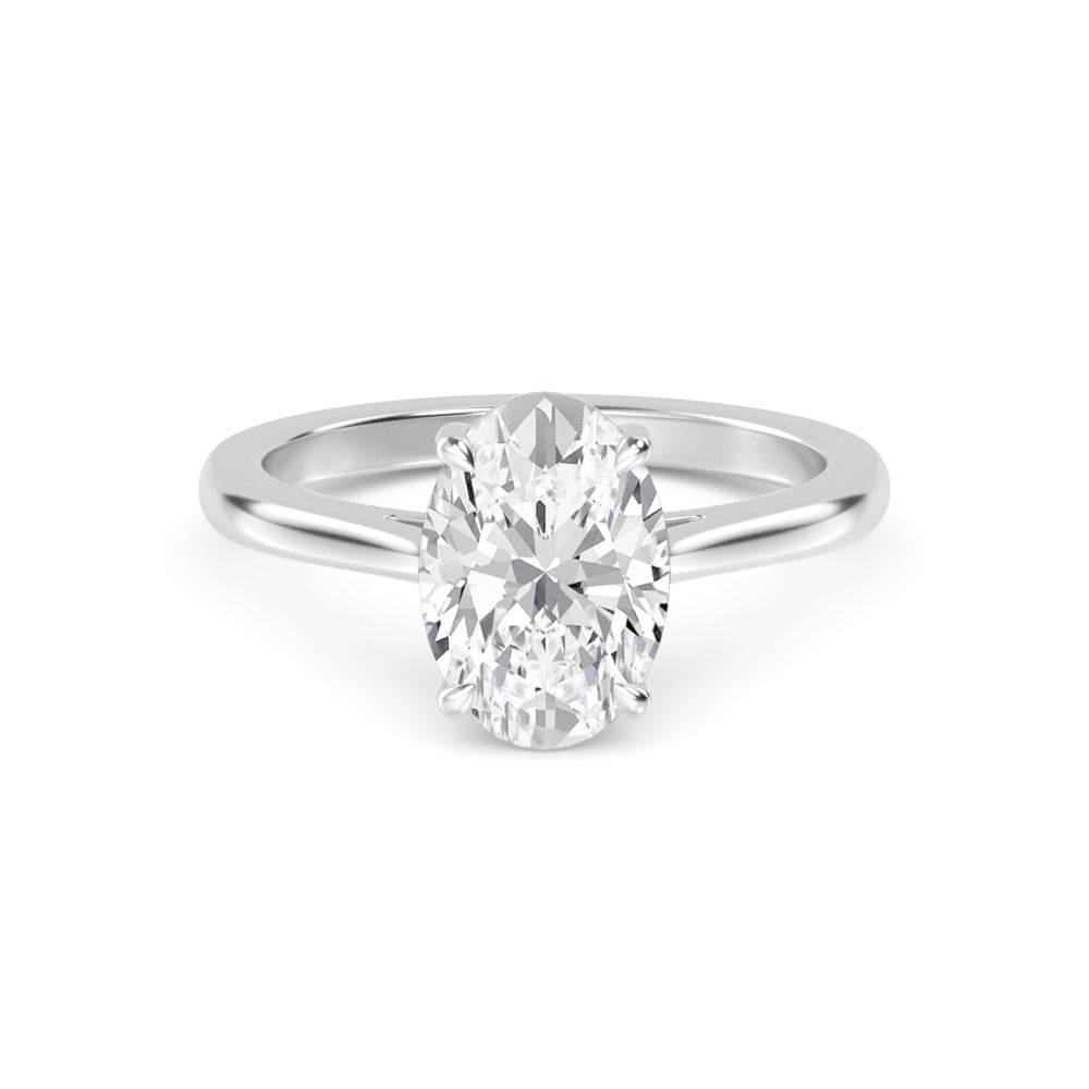 Oval Solitaire Engagement Ring - white gold - front view