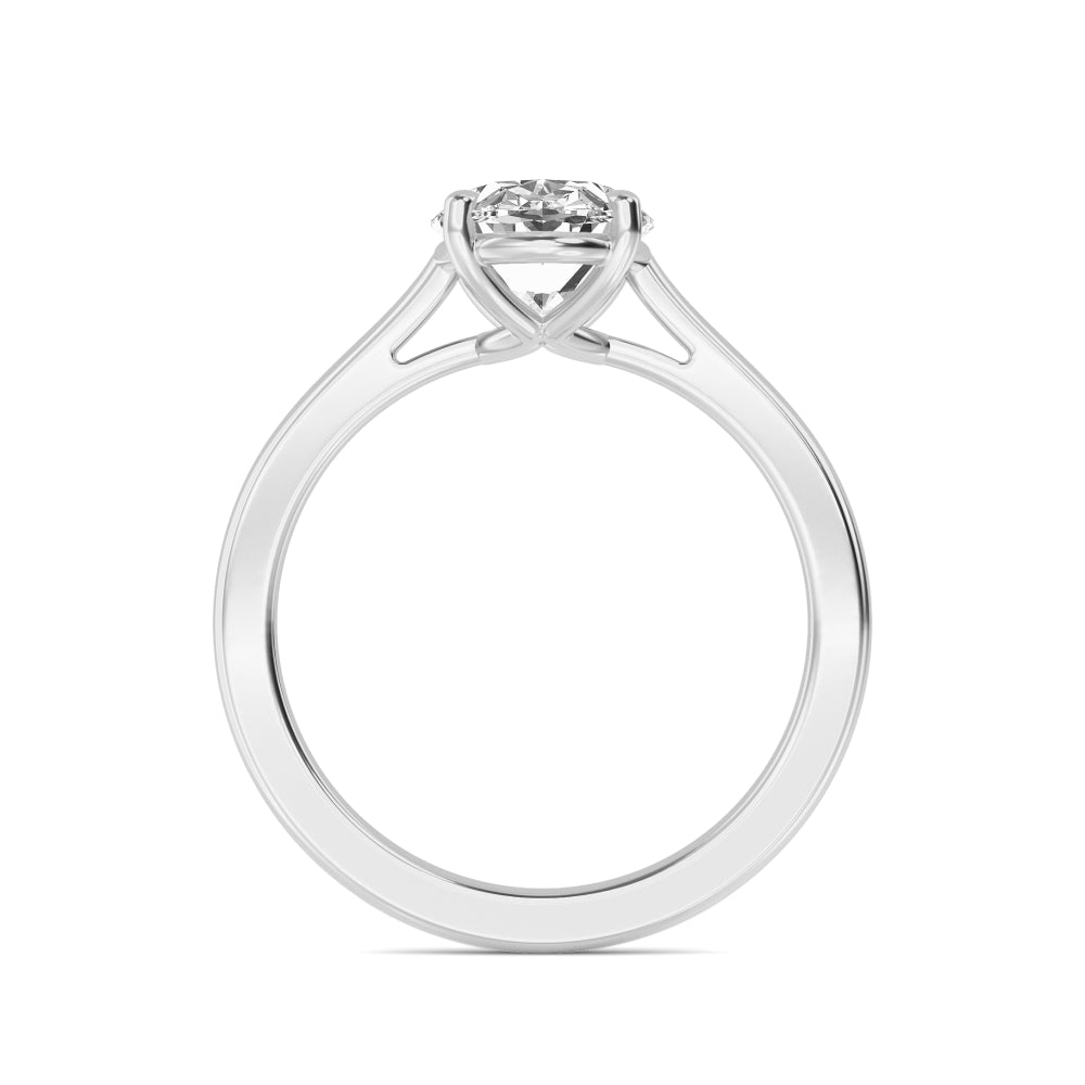 Oval Solitaire Engagement Ring - white gold - side profile view