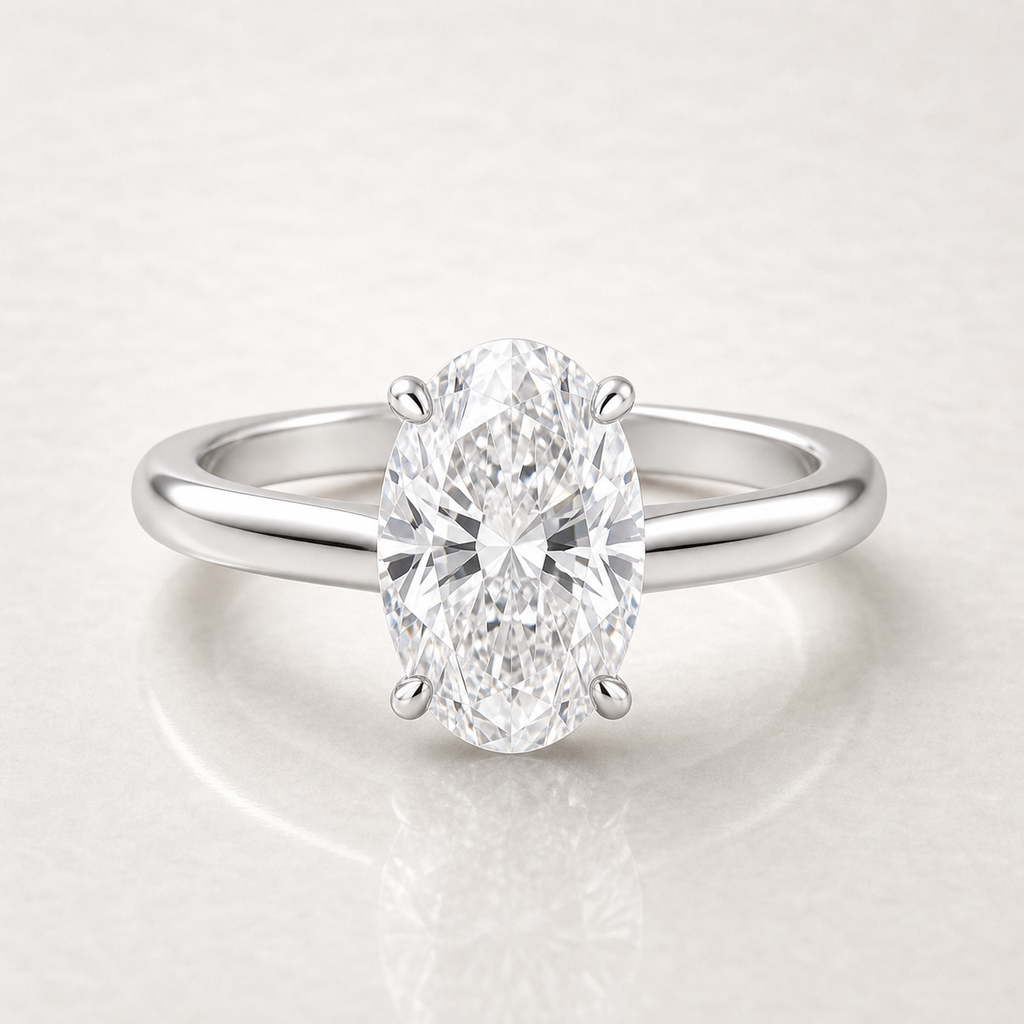 Oval Solitaire Engagement Ring - SJR60491OV white gold product-only view