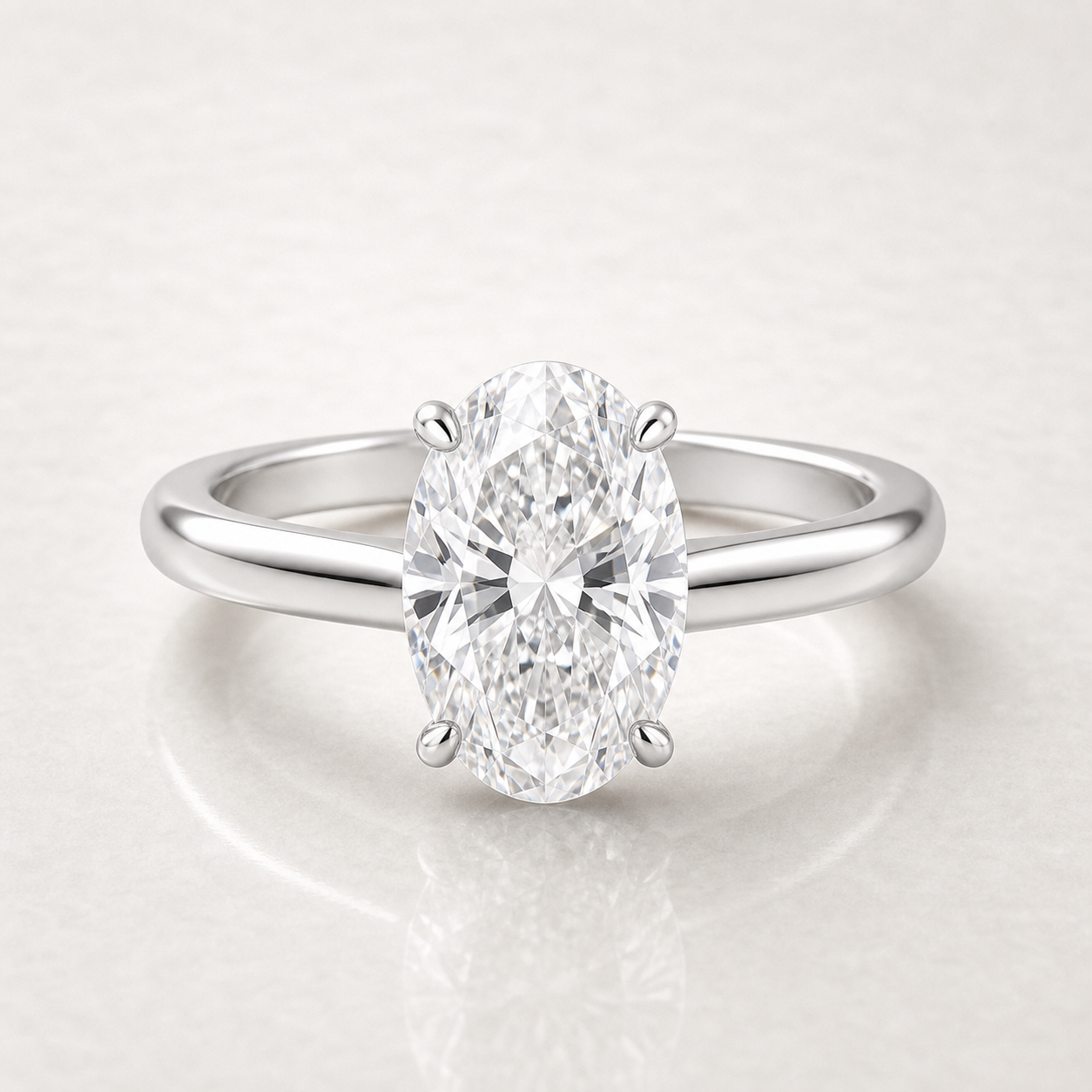 Oval Solitaire Engagement Ring - SJR60491OV white gold product-only view