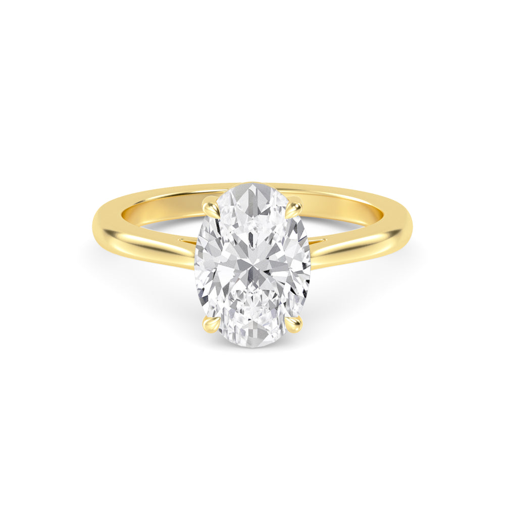 Oval Solitaire Engagement Ring - yellow gold - front view