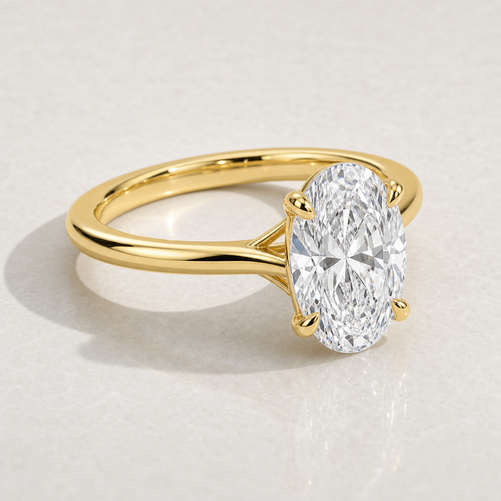 Oval Solitaire Engagement Ring - SJR60491OV yellow gold product-only view