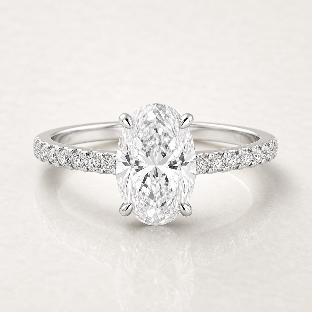 Oval Pave Solitaire Ring - SJR60541OV white gold product-only view