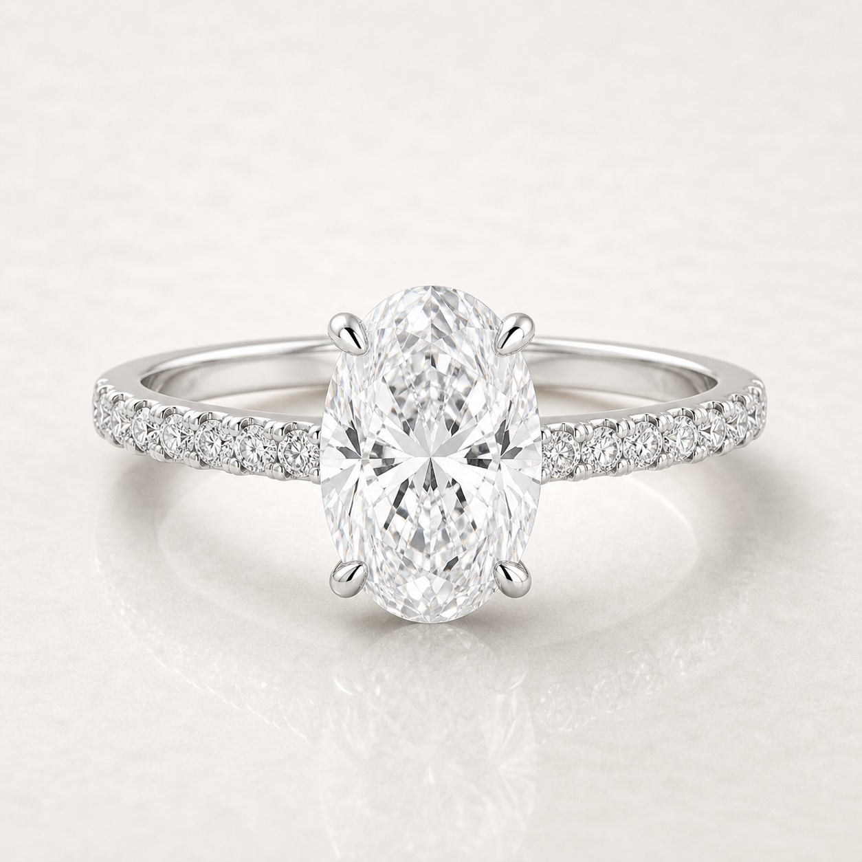 Oval Pave Solitaire Ring - SJR60541OV white gold product-only view