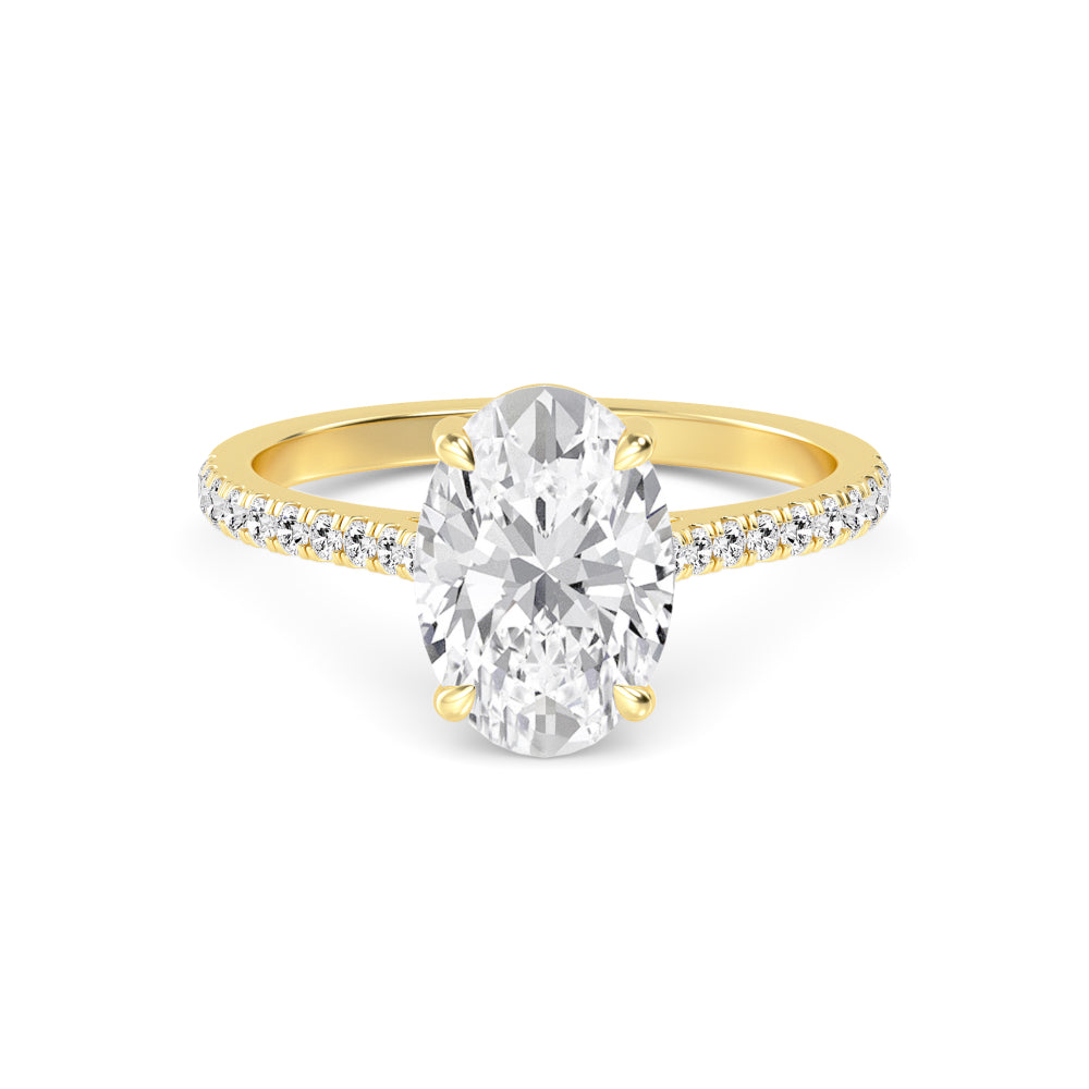 Oval Pave Solitaire Ring