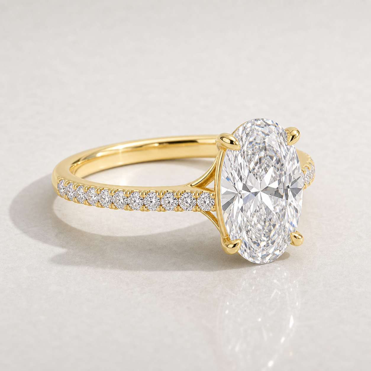 Oval Pave Solitaire Ring - SJR60541OV yellow gold product-only view