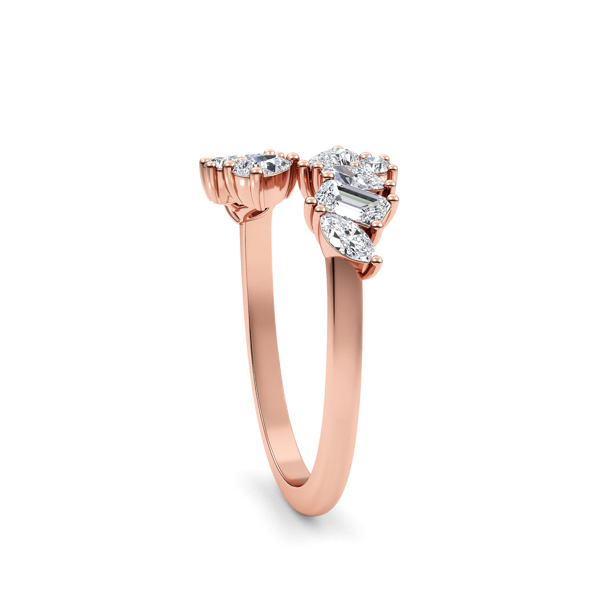 0.84ct Mixed Stone Lab Diamond Ring - rose gold - angled setting view