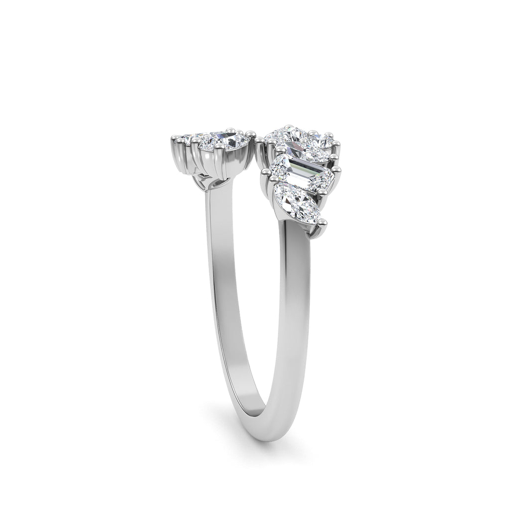 0.84ct Mixed Stone Lab Diamond Ring - white gold - angled setting view