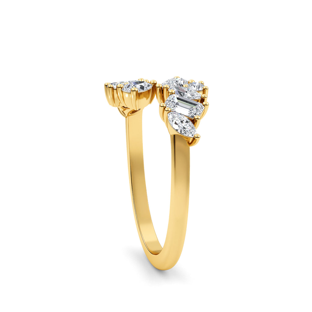 0.84ct Mixed Stone Lab Diamond Ring - yellow gold - angled setting view