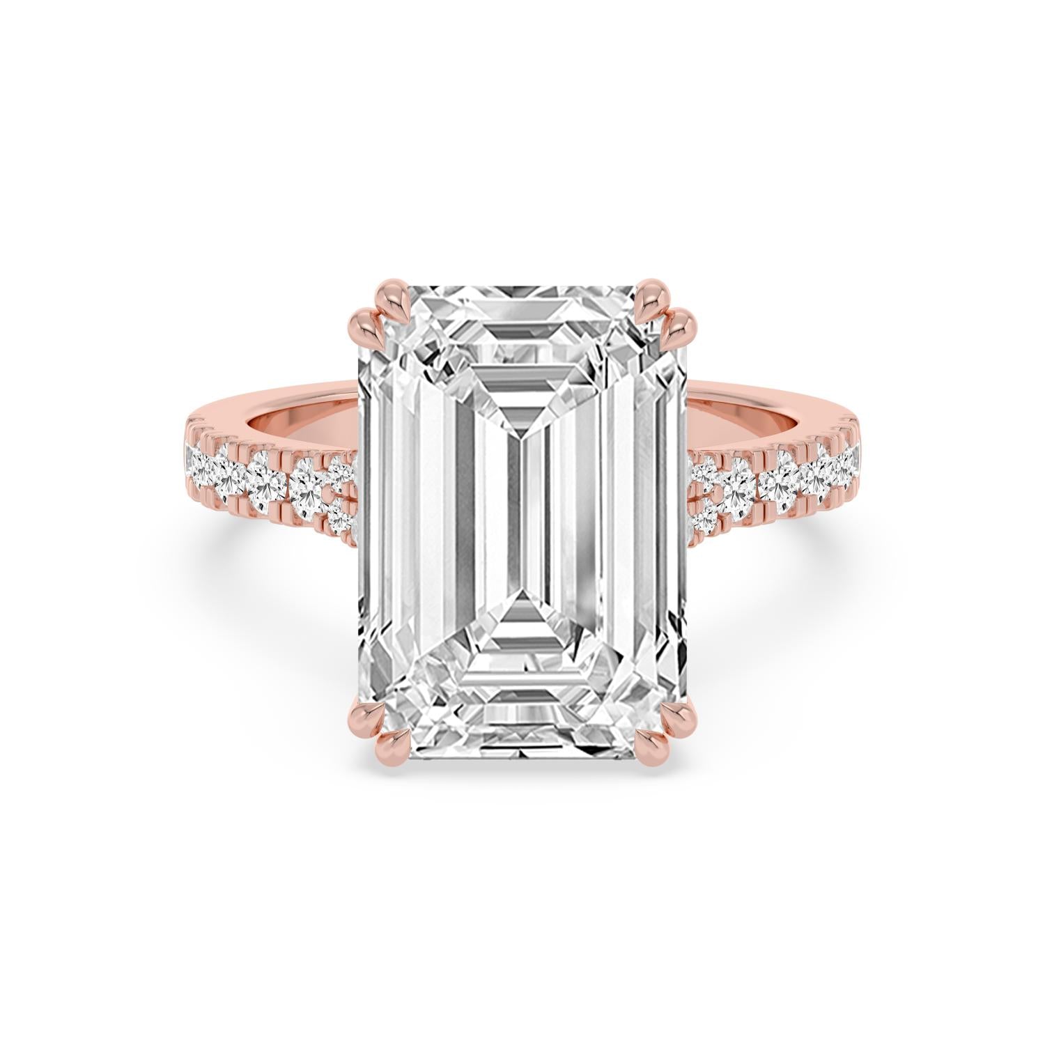 Aurelia Emerald Grand Engagement Ring - rose gold - front view