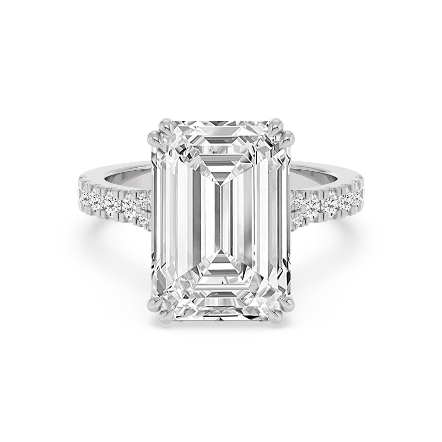 Aurelia Emerald Grand Engagement Ring - white gold - front view