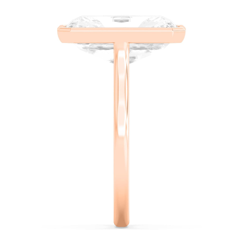 Emerald Bezel Ring - rose gold - side/angle view