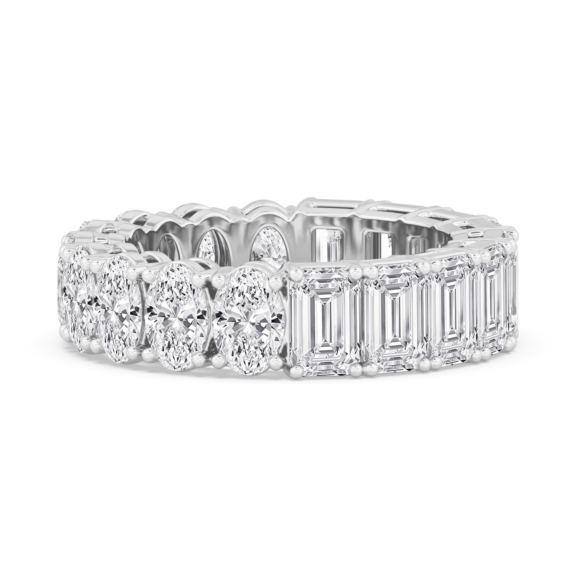 Veneta Emerald Oval Band - white gold jewellery-only view 2