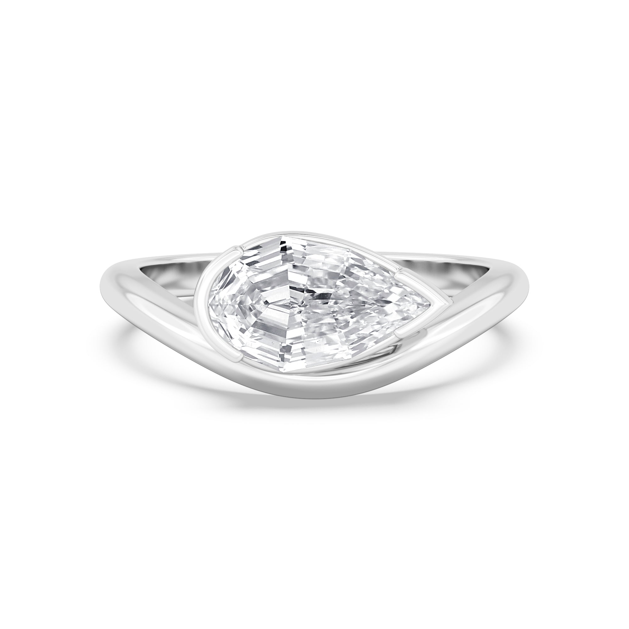 Miu Pear Ring - white gold product image 1