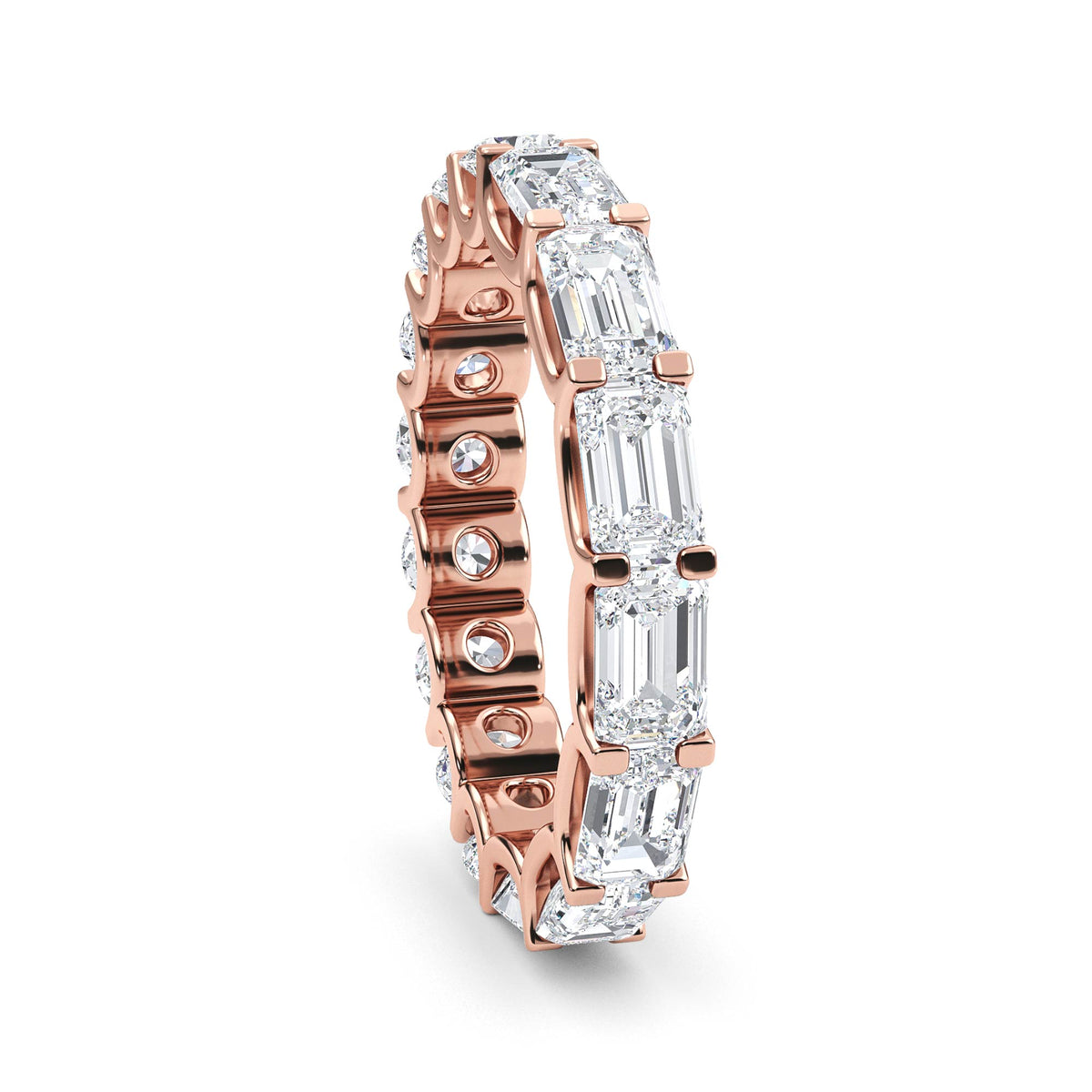 Siena Emerald Round Band - rose gold side view
