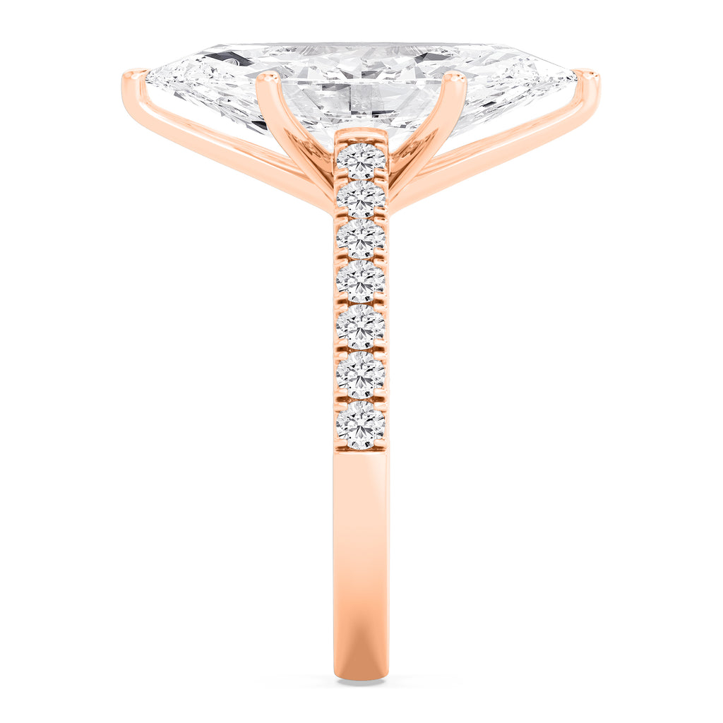 5.10ct Marquise Pave Solitaire - rose gold - side/angle view