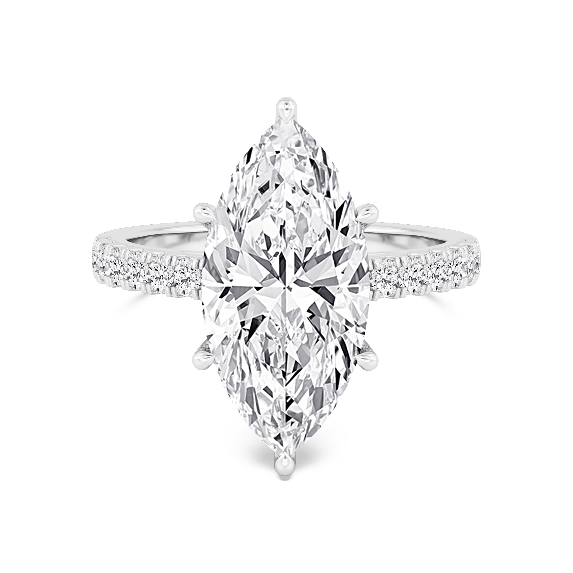 5.10ct Marquise Pave Solitaire - white gold - front view