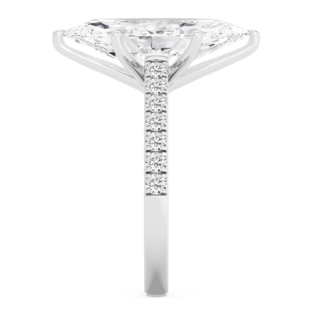 5.10ct Marquise Pave Solitaire - white gold - side/angle view