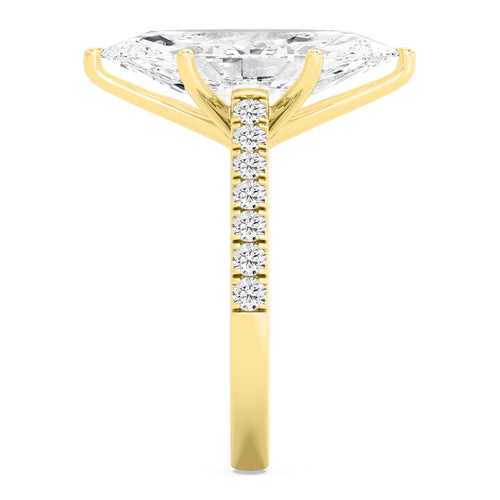 5.10ct Marquise Pave Solitaire - yellow gold - side/angle view
