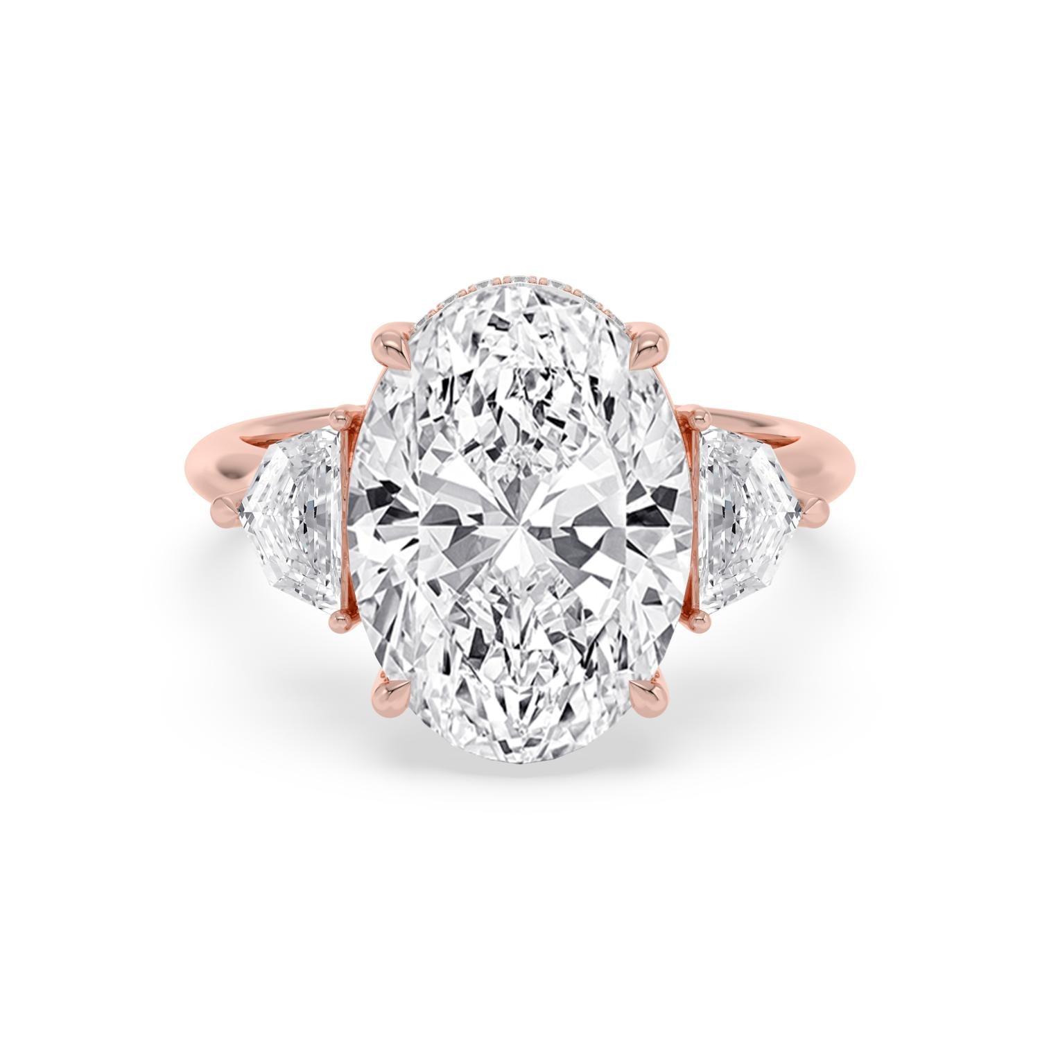 8.48ct Oval Hidden Halo Lab Diamond Engagement Ring - rose gold - front view