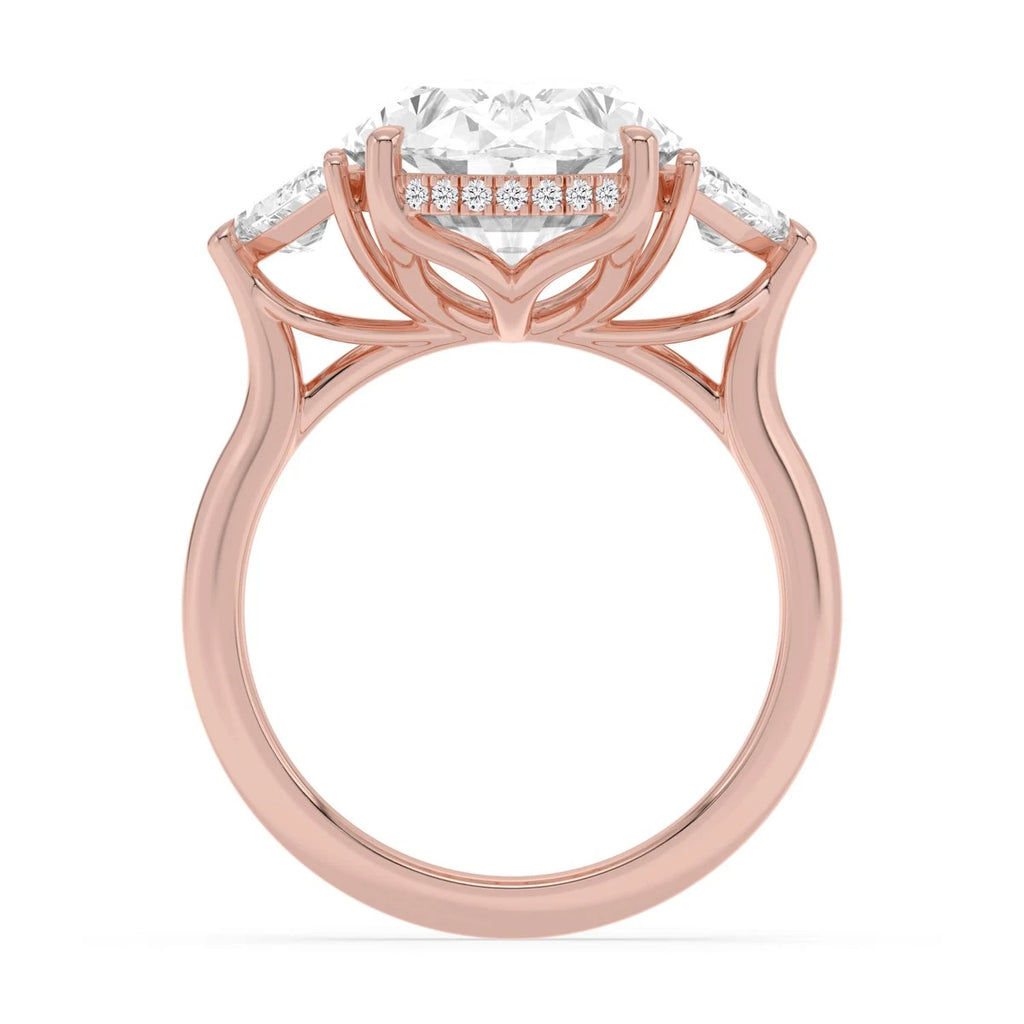 8.48ct Oval Hidden Halo Lab Diamond Engagement Ring - rose gold - detail view - SJR61190OVHH-R-4