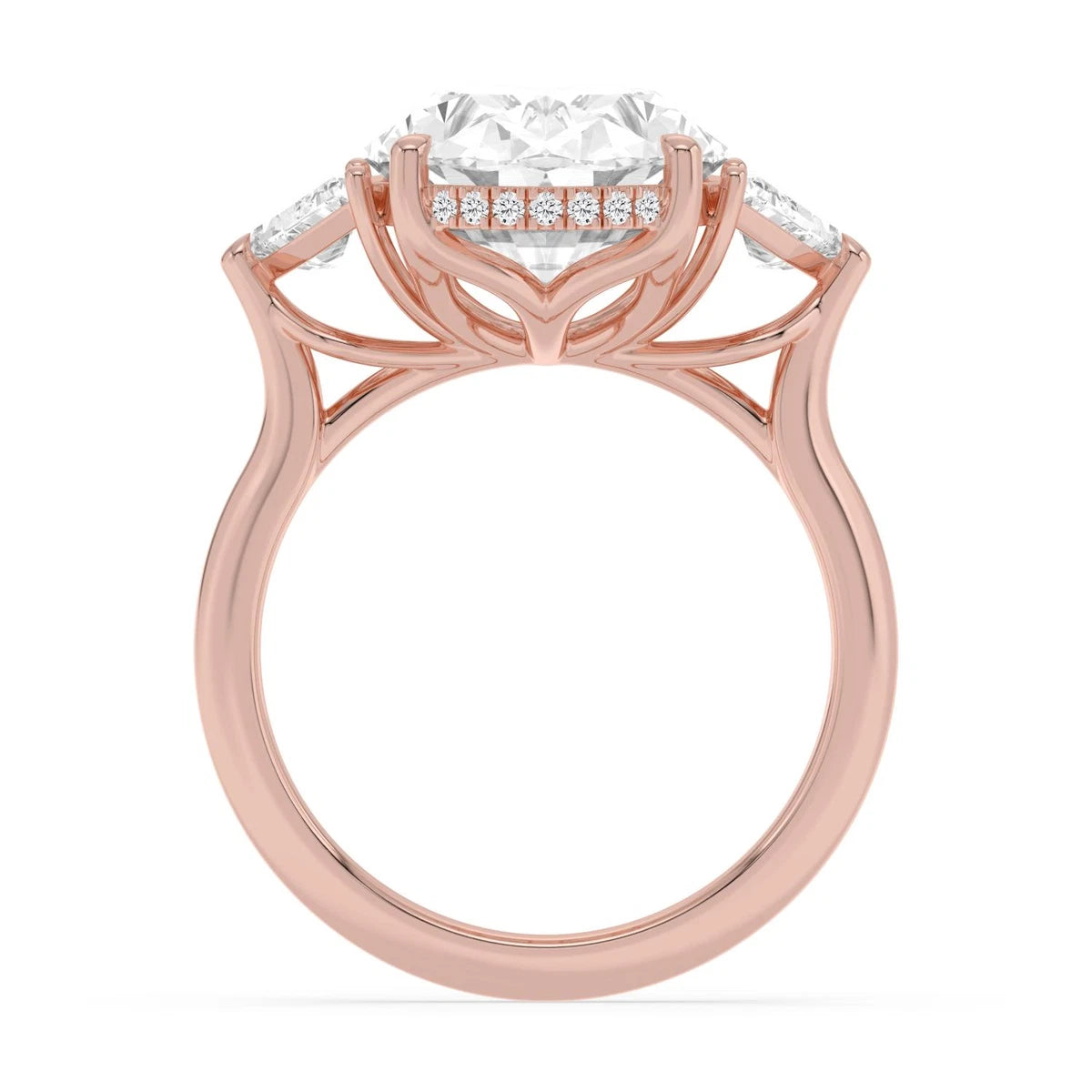 8.48ct Oval Hidden Halo Lab Diamond Engagement Ring - rose gold - detail view - SJR61190OVHH-R-4