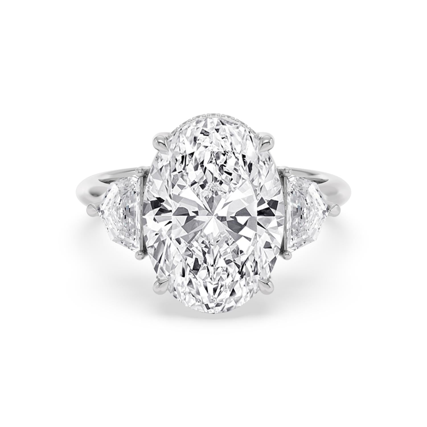 8.48ct Oval Hidden Halo Lab Diamond Engagement Ring - white gold - front view