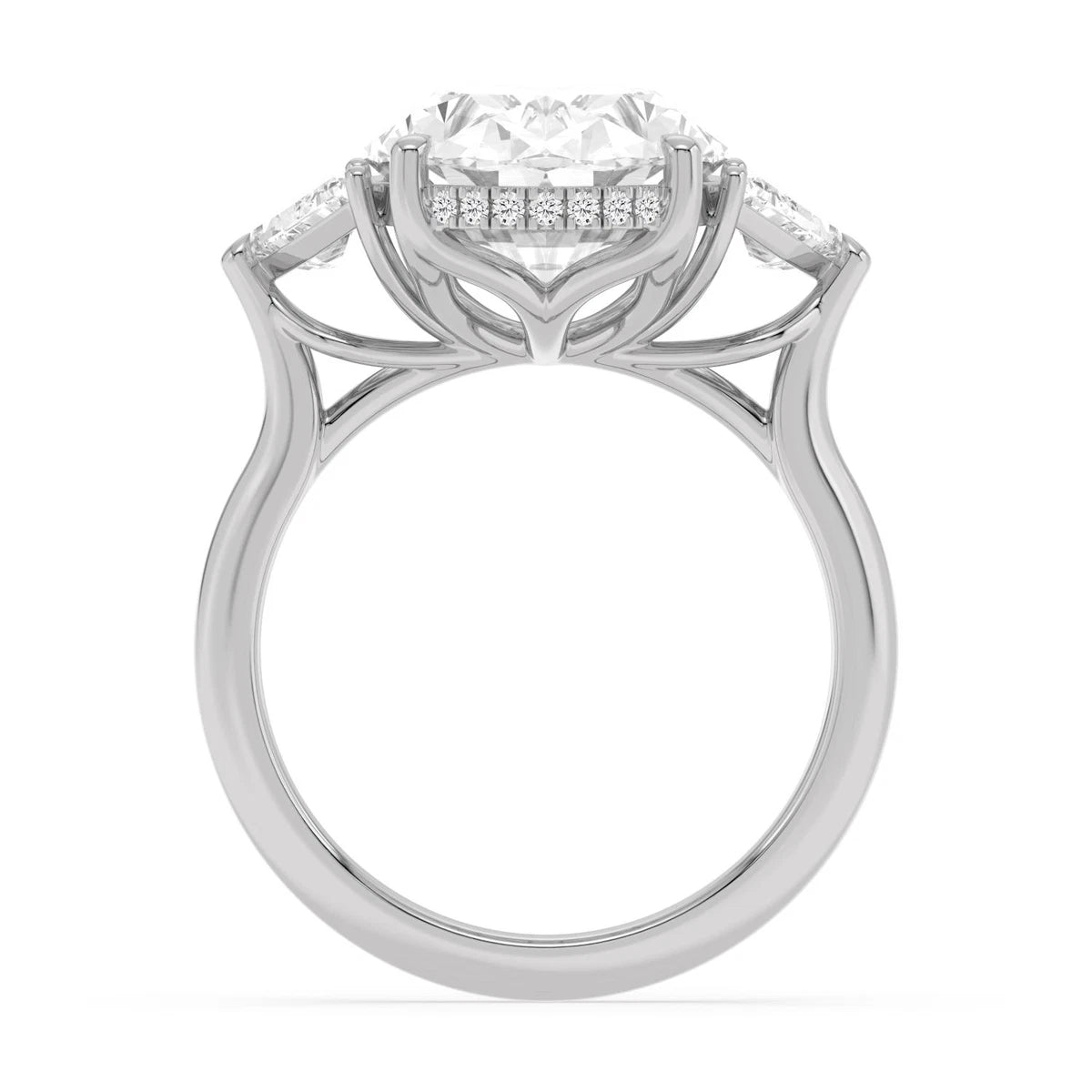 8.48ct Oval Hidden Halo Lab Diamond Engagement Ring - white gold - detail view - SJR61190OVHH-W-4