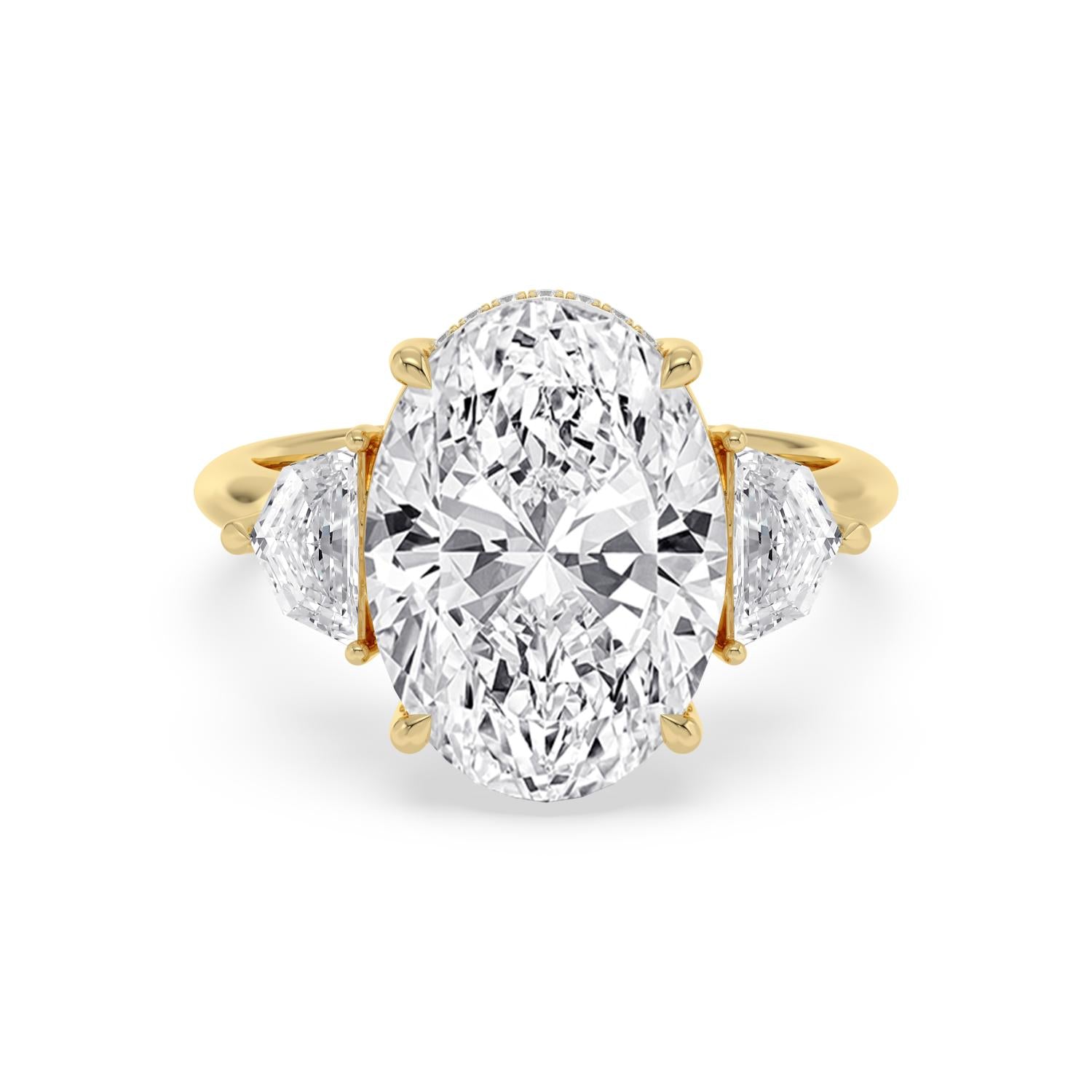 8.48ct Oval Hidden Halo Lab Diamond Engagement Ring - 10k yellow gold view 1