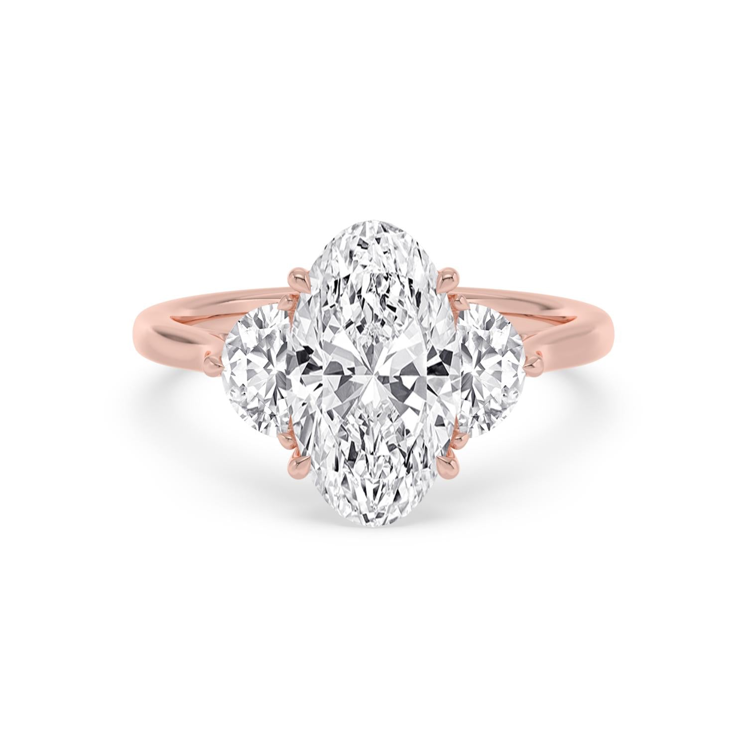 Moval Hidden Halo Engagement Ring - rose gold - front view