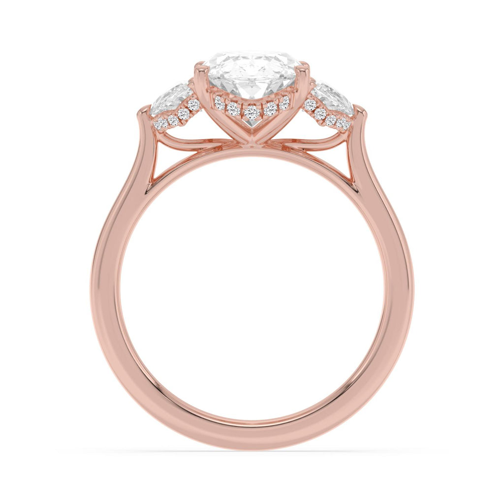 Moval Hidden Halo Engagement Ring - rose gold - side/angle view