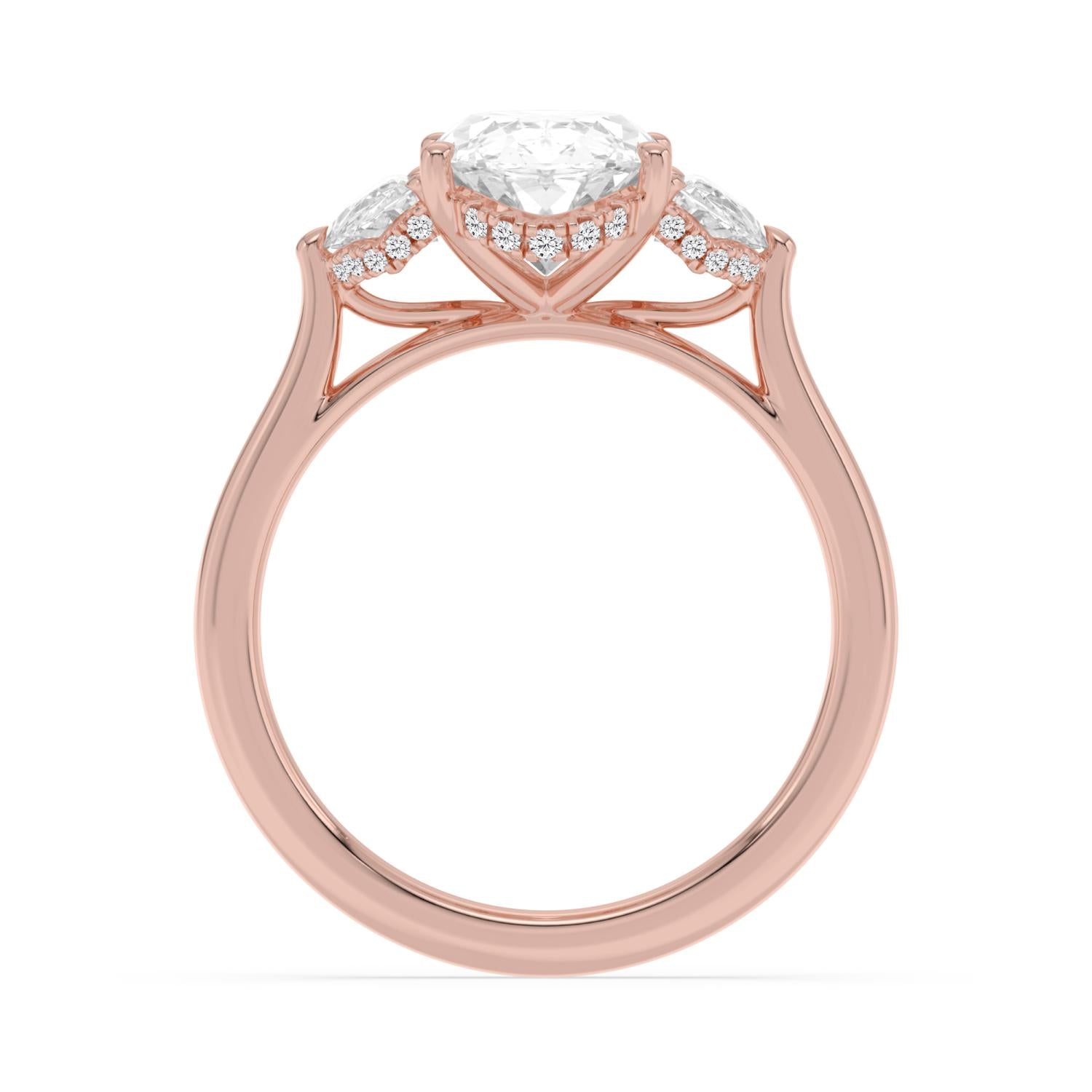 Moval Hidden Halo Engagement Ring - rose gold - side/angle view