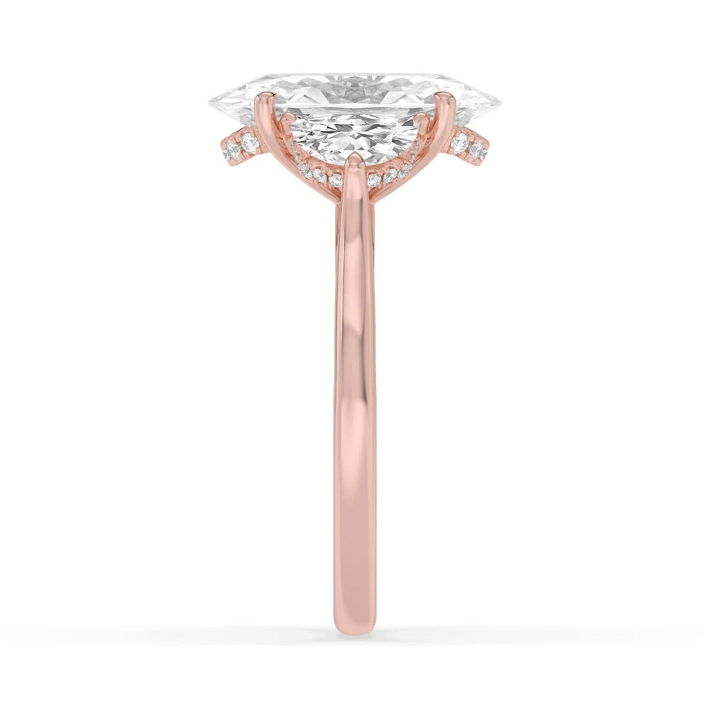 Moval Hidden Halo Engagement Ring - rose gold - detail view - SJR61213MOVHH-R-4