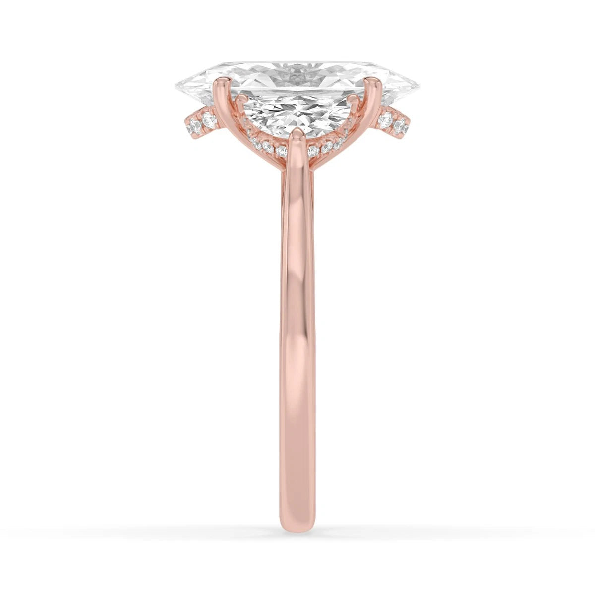 Moval Hidden Halo Engagement Ring - rose gold - detail view - SJR61213MOVHH-R-4