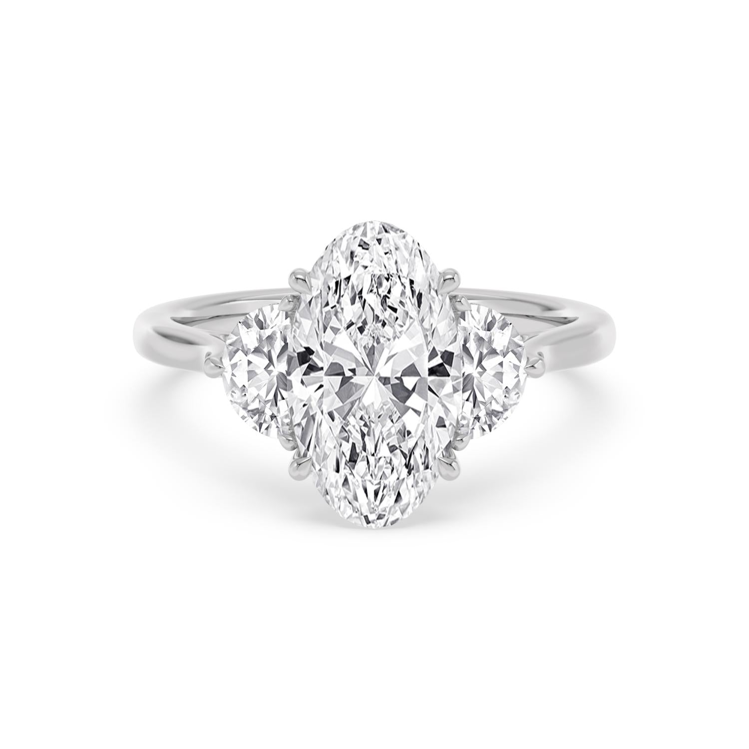 Moval Hidden Halo Engagement Ring - white gold - front view