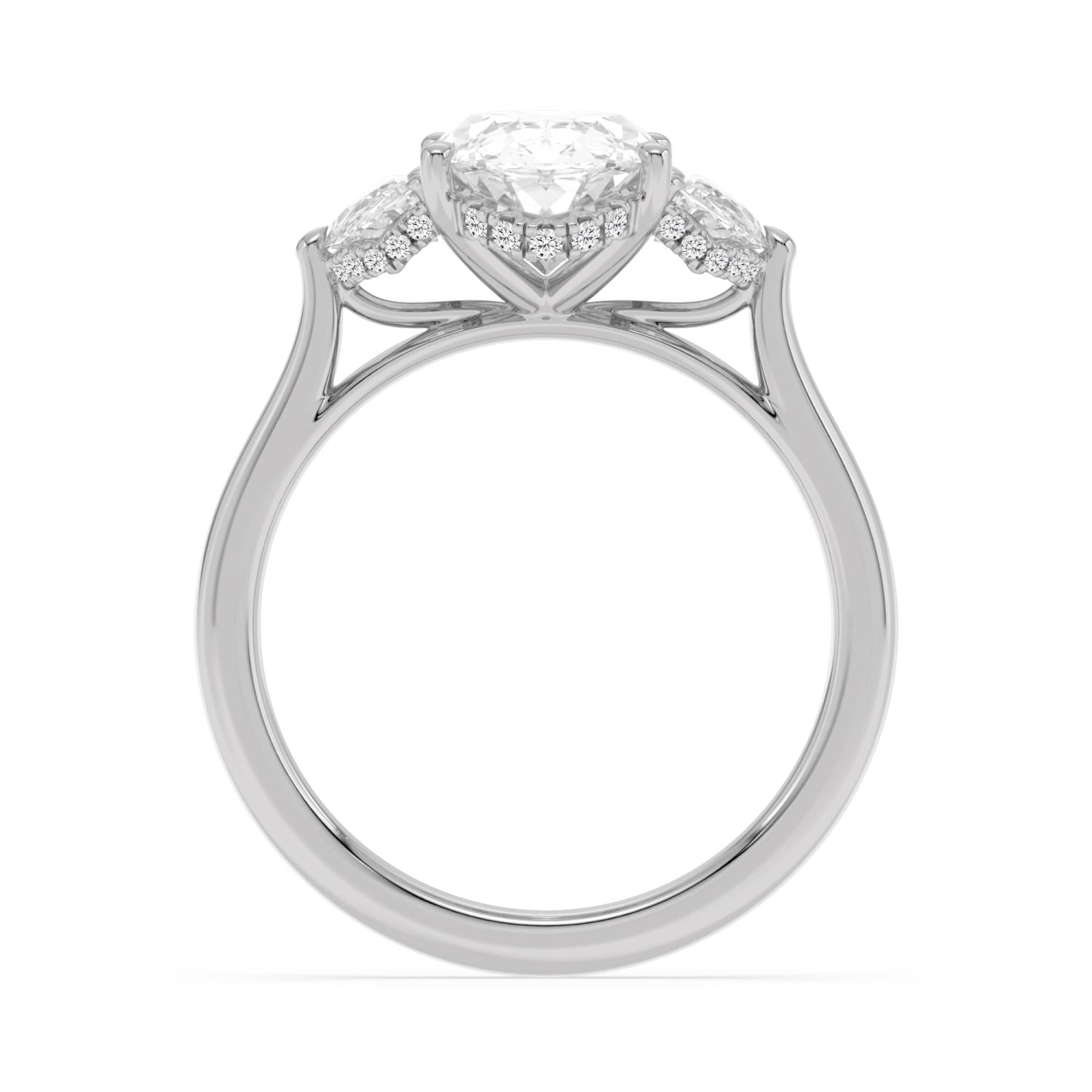 Moval Hidden Halo Engagement Ring - white gold - side/angle view