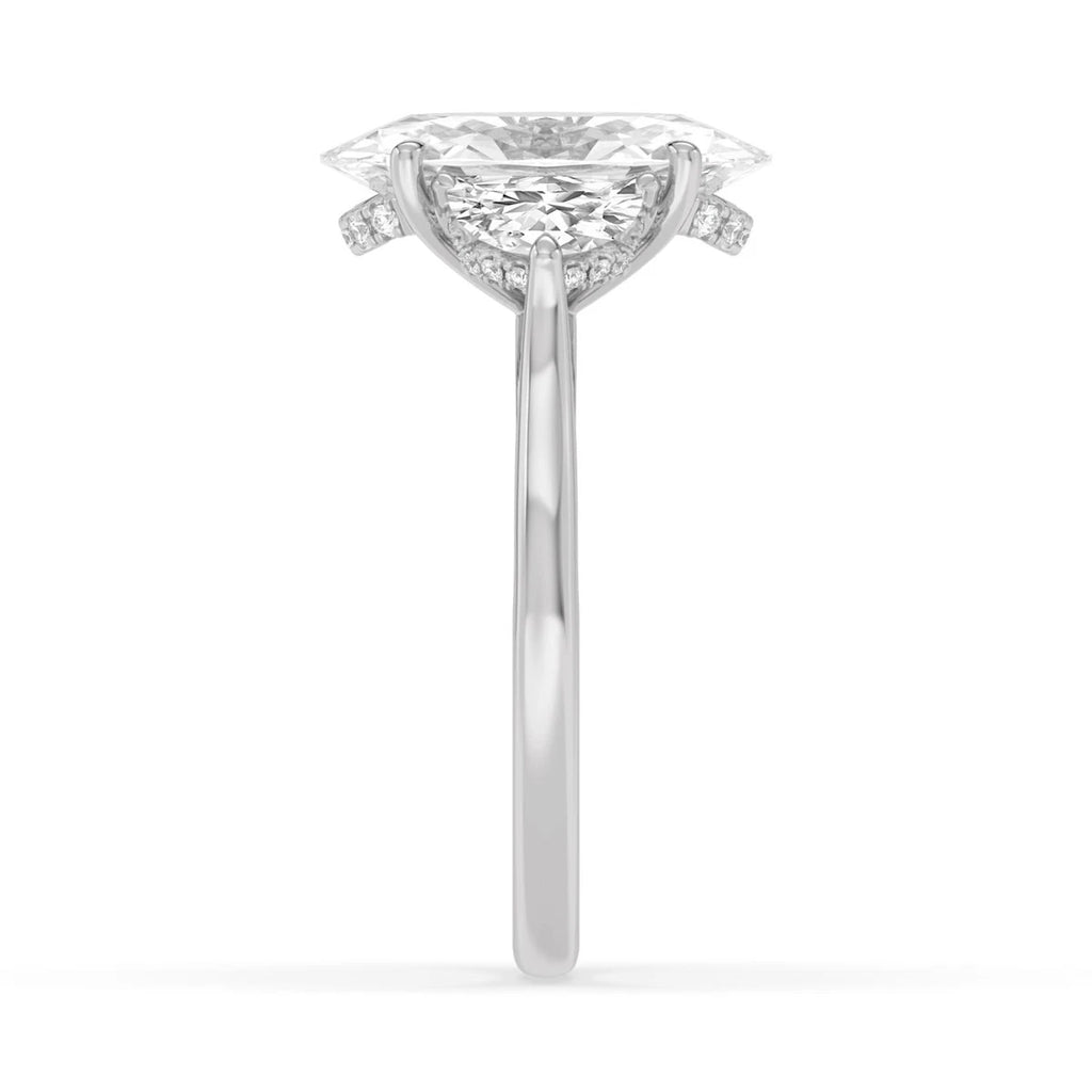 Moval Hidden Halo Engagement Ring - white gold - detail view - SJR61213MOVHH-W-4