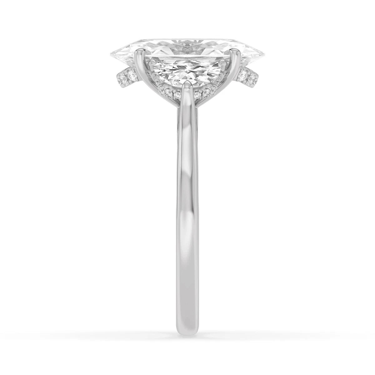 Moval Hidden Halo Engagement Ring - white gold - detail view - SJR61213MOVHH-W-4