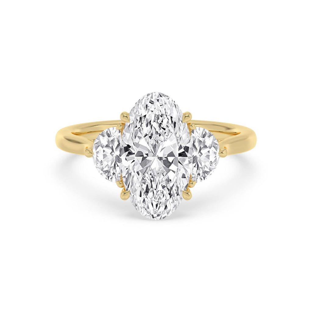 Moval Hidden Halo Engagement Ring - yellow gold - front view