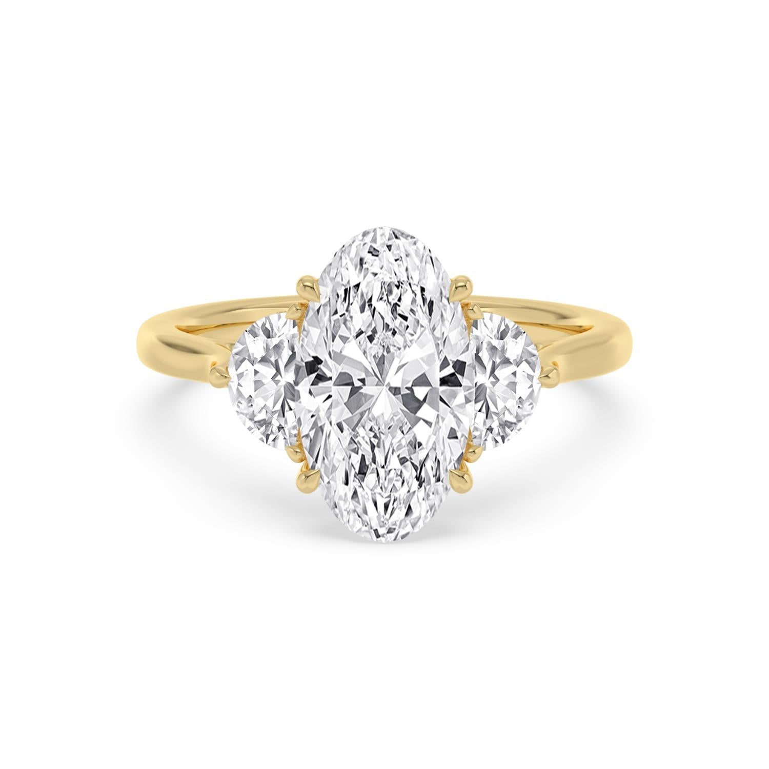 Moval Hidden Halo Engagement Ring - yellow gold - front view