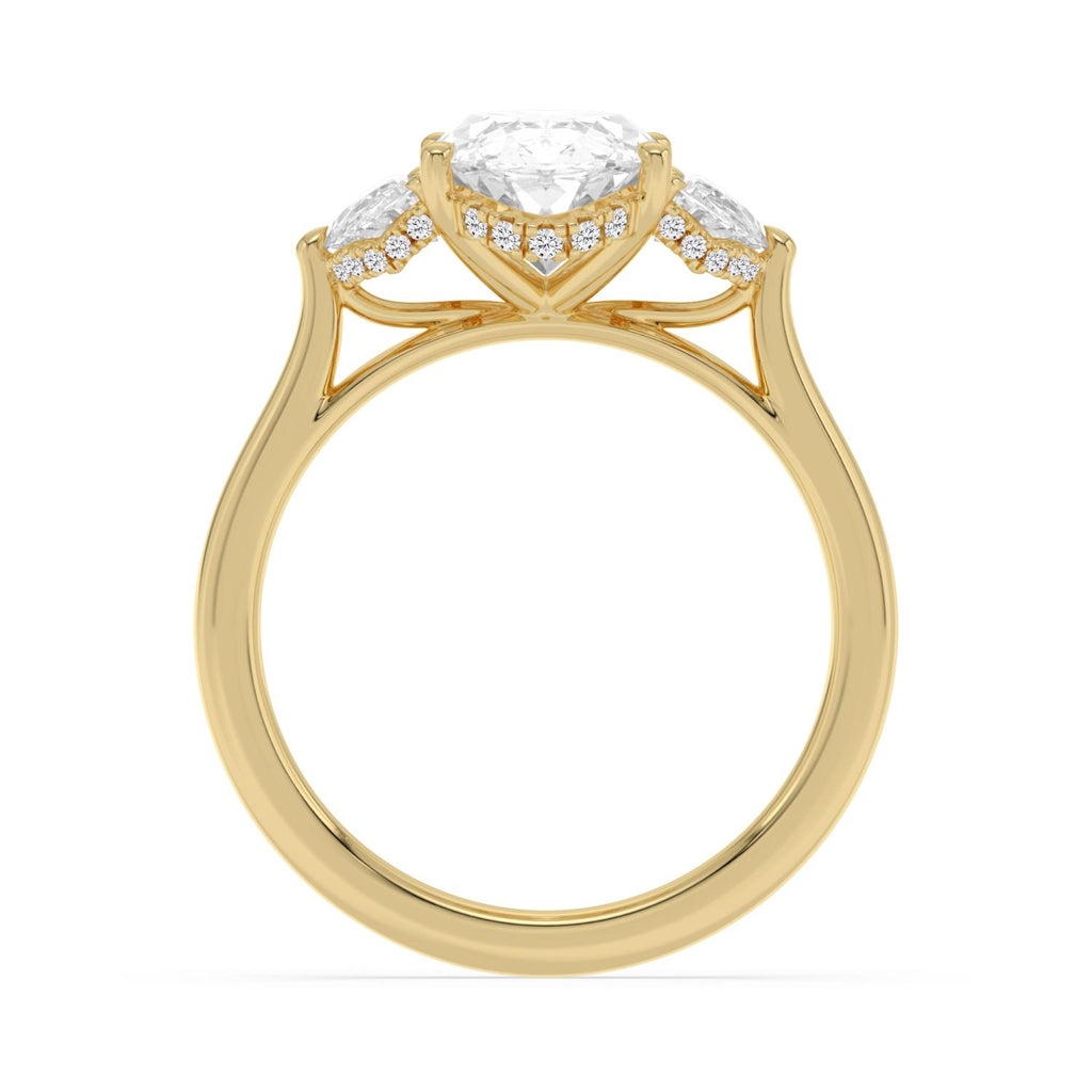 Moval Hidden Halo Engagement Ring - yellow gold - side/angle view