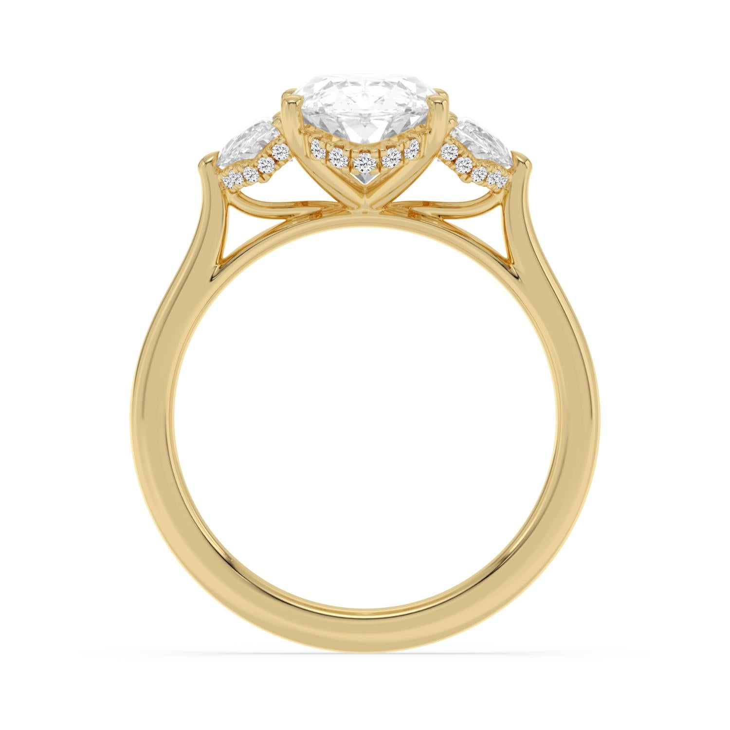 Moval Hidden Halo Engagement Ring - yellow gold - side/angle view