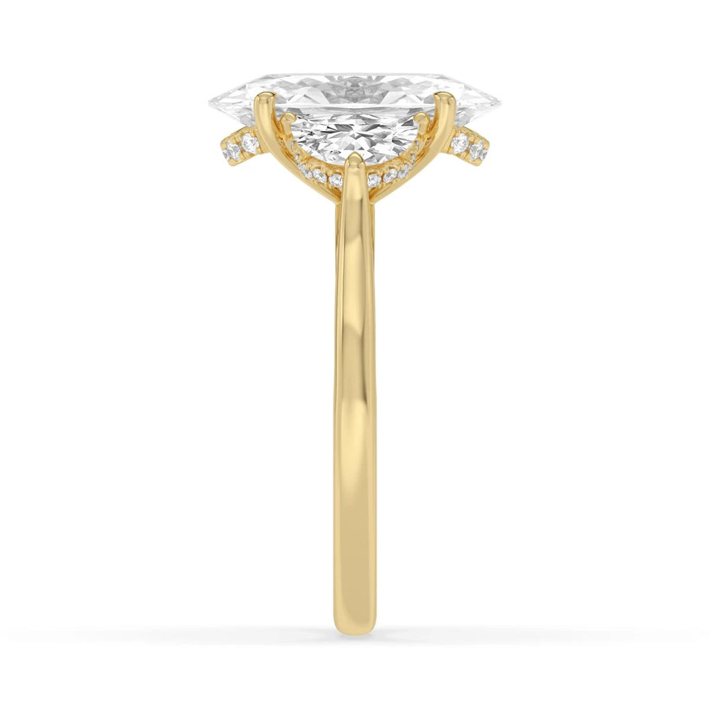 Moval Hidden Halo Engagement Ring - yellow gold - detail view - SJR61213MOVHH-Y-4