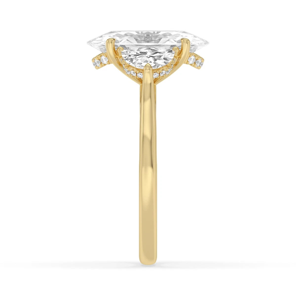 Moval Hidden Halo Engagement Ring - yellow gold - detail view - SJR61213MOVHH-Y-4