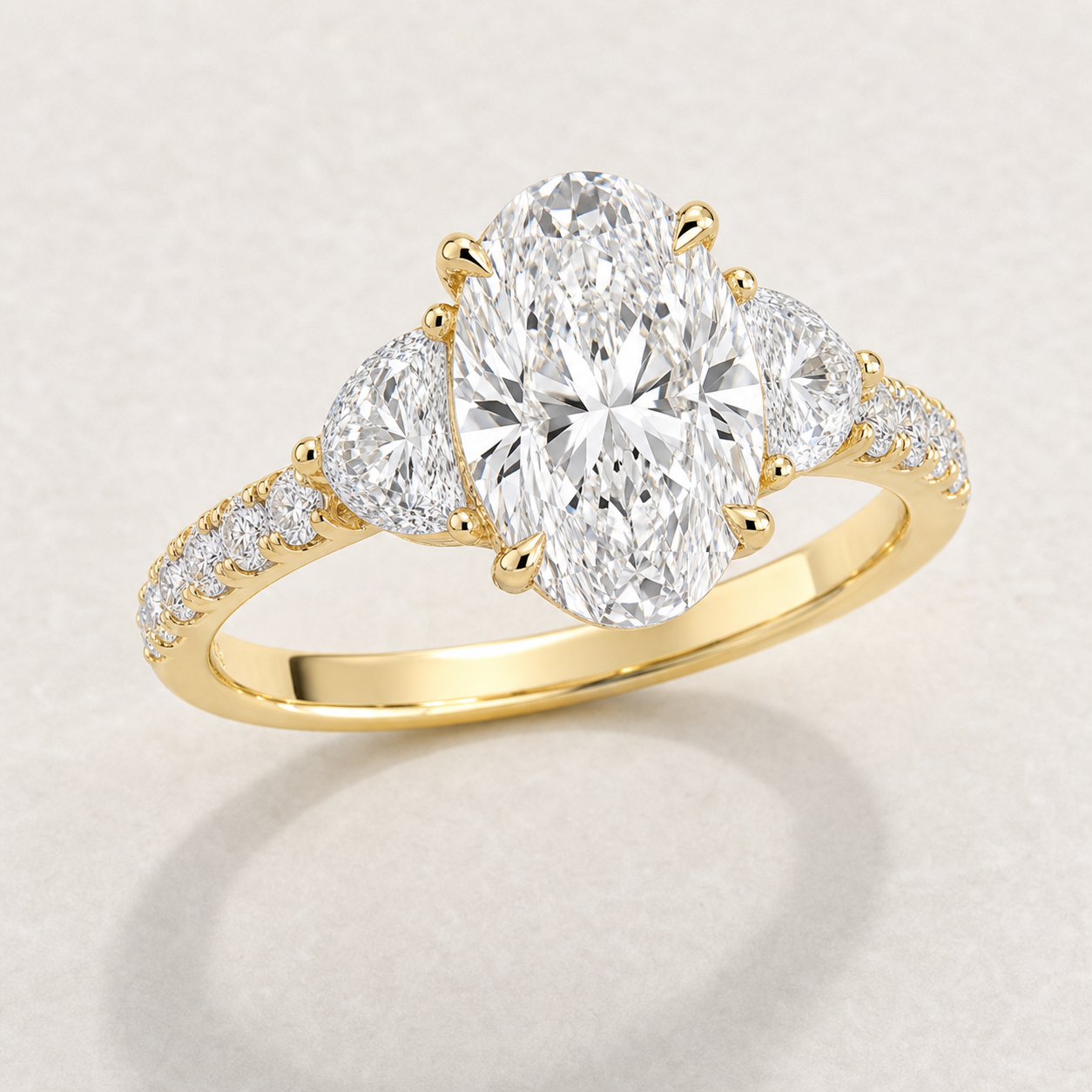 Allegra Moval Hidden Halo Engagement Ring - 14ct yellow gold product-only view 3