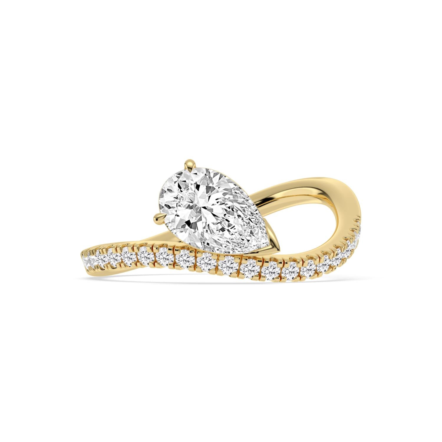 1.27ct Pear Lab Diamond Engagement Ring in Yellow Gold - product image 1